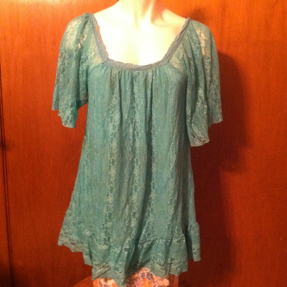 Large R.Rouge Teal Lined Blouse